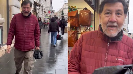 El senador Gerardo Fernández Noroña confronta a un ciudadano en Roma