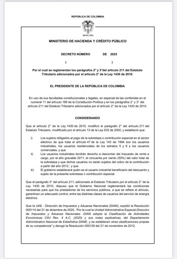 Gobierno propone sobretasa de energía del 20% para la industria