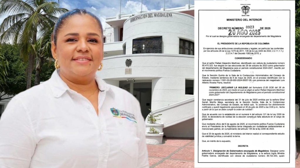Gobierno Nacional oficializa a Ingris Padilla como gobernadora encargada del Magdalena