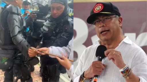 Violentas protestas en Bogotá dejan cuatro policías heridos con flechas en inmediaciones de la embajada de EE.

UU.