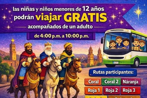 Morelia ofrecerá transporte gratuito para niños durante la Cabalgata de Reyes