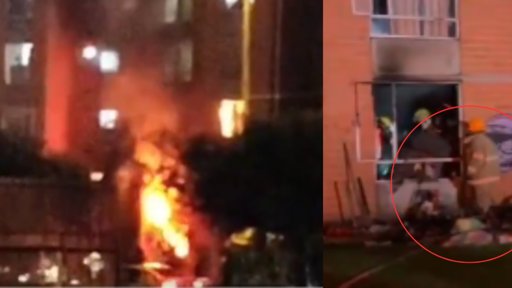 Rescatan a dos adultos mayores de un incendio en un conjunto residencial de Soacha