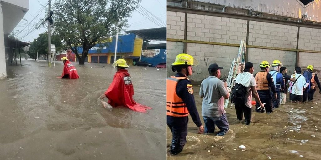 Insólito: Coche fúnebre con féretro es arrastrado por inundación en Santa Marta