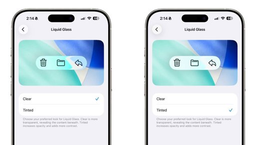 iOS 26.1 Beta Introduz Personalização do Design "Liquid Glass" Após Críticas