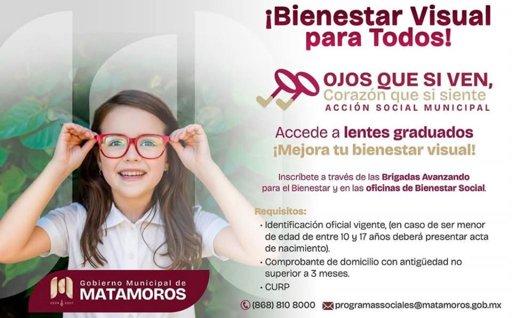 Gobierno de Matamoros impulsa programa de apoyo visual para familias