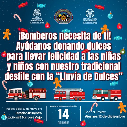 Bomberos de San José del Cabo Organizan Colecta de Dulces para su Tradicional Desfile Navideño