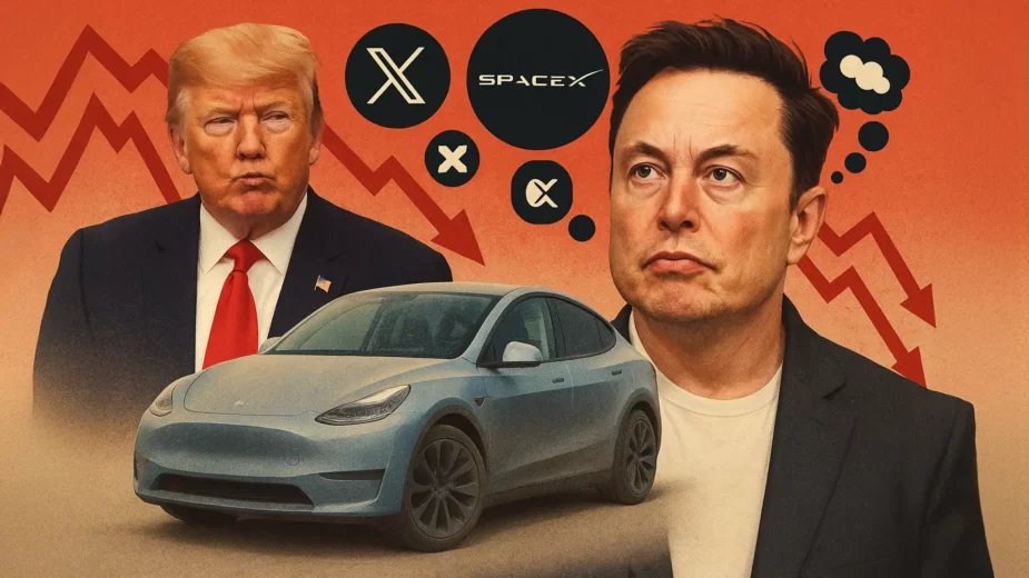 Vendas da Tesla em queda e conflito entre Musk e Trump penalizam a empresa