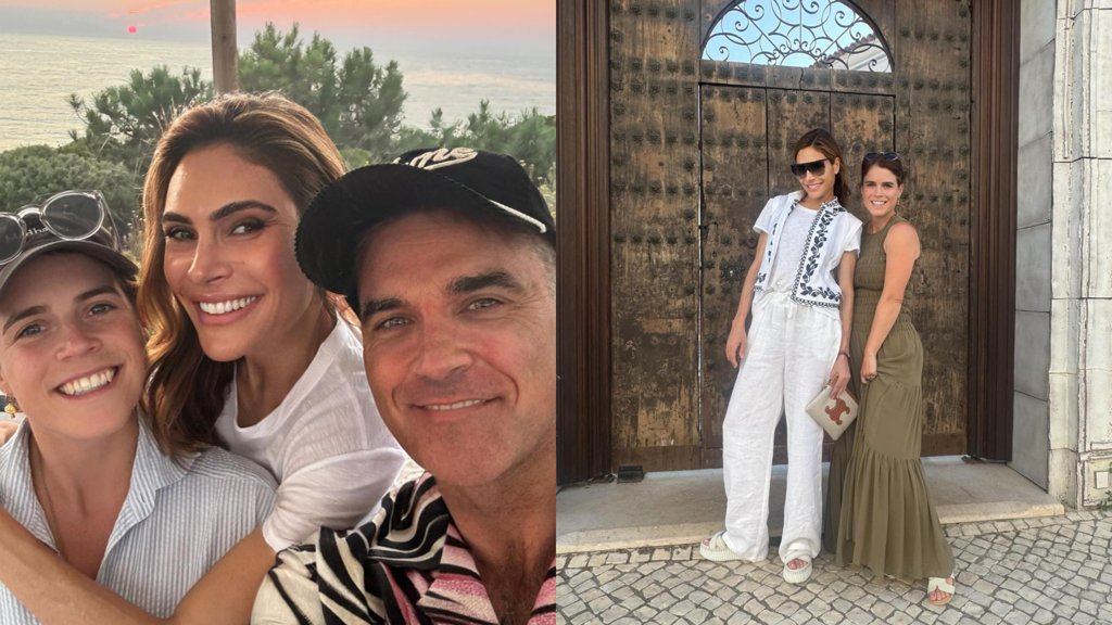 Princesa Eugenie recebe Robbie Williams e Ayda Field na Comporta