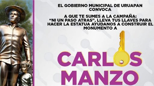 Uruapan honrará a Carlos Manzo con un monumento forjado con llaves donadas por la comunidad