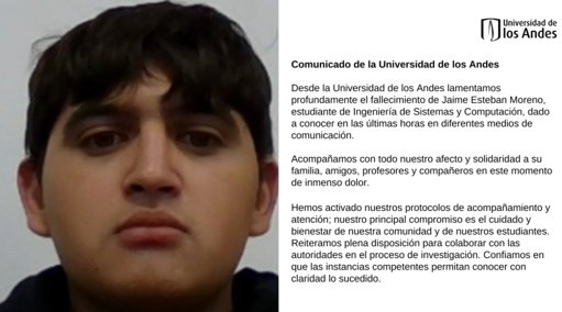 Avanza investigación por homicidio de estudiante de Los Andes con nuevos detalles sobre el segundo implicado