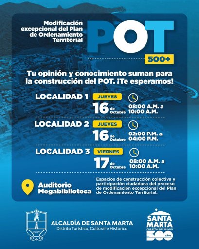 Alcaldía de Santa Marta avanza en la modificación del POT con jornadas de socialización sectorizada