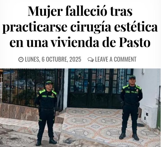 Mujer de 34 años fallece en Pasto tras cirugía estética clandestina