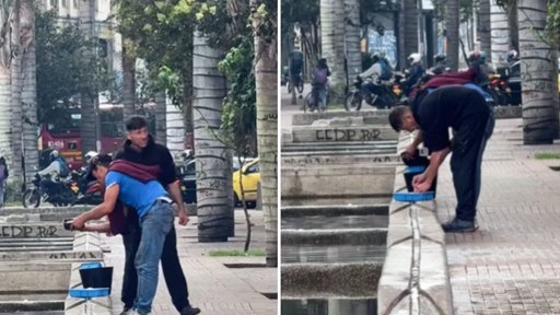 Indignación por hombres que lavan pollo en un canal de aguas del Eje Ambiental de Bogotá