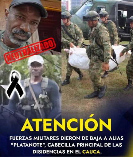 Fuerzas Militares abaten a alias 'Platanote', cabecilla histórico de disidencias FARC en Cauca