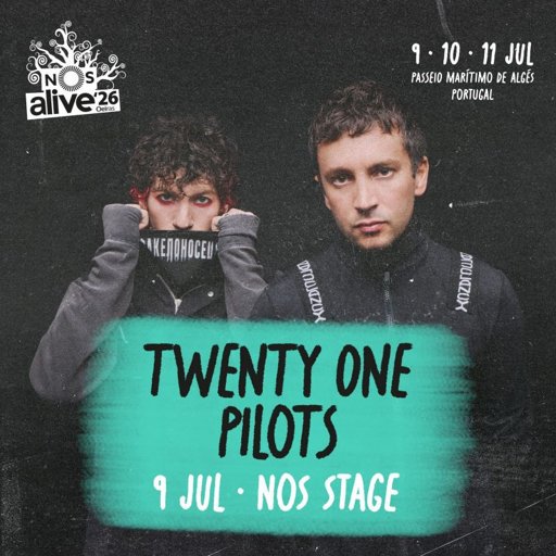 Twenty One Pilots estreiam-se em Portugal no NOS Alive 2026
