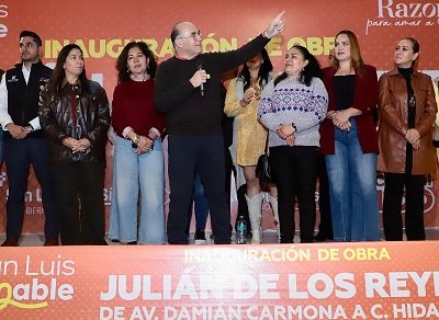 Entregan calle Julián de los Reyes en SLP con infraestructura inclusiva y moderna
