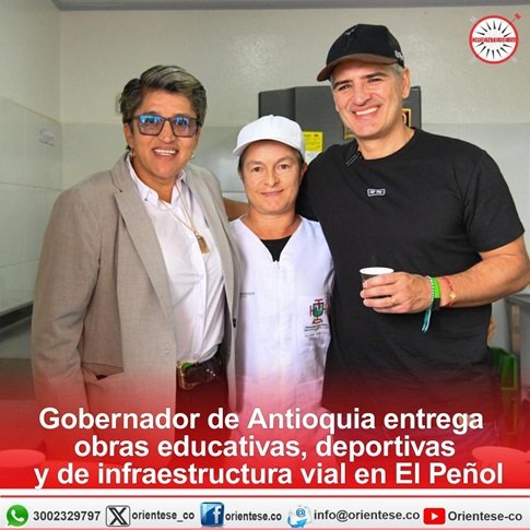Gobernador de Antioquia entrega obras educativas y deportivas en El Peñol