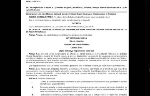 Gobierno federal promulga la nueva Ley General de Aguas y reformas a la ley de 1992