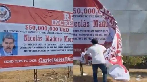 Valla con recompensas por Maduro y Cabello agita la frontera colombo-venezolana